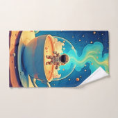 Astronaut Kaffee Weltraum Kunst Badhandtuch Set (Handtuch)