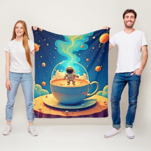 Astronaut Kaffee Weltraum Kunst Fleecedecke