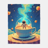 Astronaut Kaffee Weltraum Kunst Fleecedecke (Vorderseite)