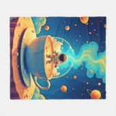 Astronaut Kaffee Weltraum Kunst Fleecedecke (Vorderseite (Horizontal))