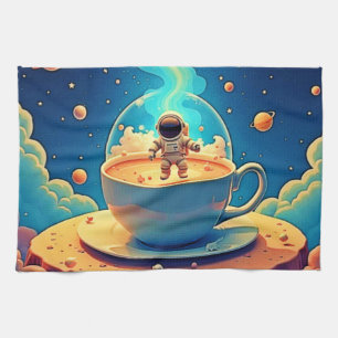 Astronaut Kaffee Weltraum Kunst Geschirrtuch