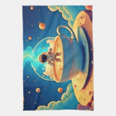 Astronaut Kaffee Weltraum Kunst Geschirrtuch (Vertikal)