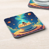 Astronaut Kaffee Weltraum Kunst Getränkeuntersetzer (Linke Seite)