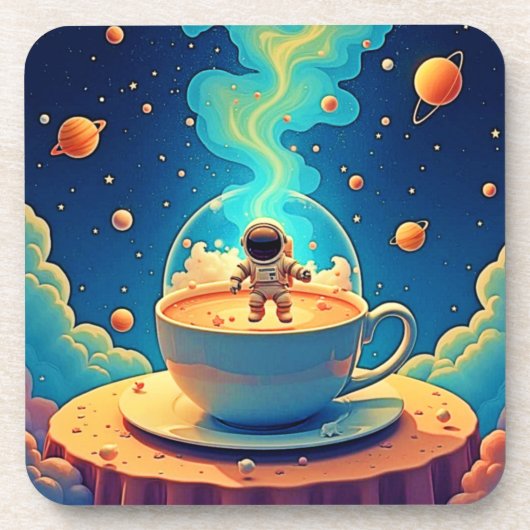 Astronaut Kaffee Weltraum Kunst Getränkeuntersetzer (Vorderseite)