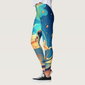 Astronaut Kaffee Weltraum Kunst Leggings (Links)