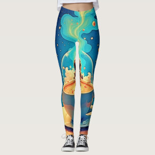 Astronaut Kaffee Weltraum Kunst Leggings