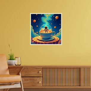 Astronaut Kaffee Weltraum Kunst Poster