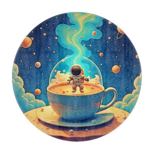 Astronaut Kaffee Weltraum Kunst Schneidebrett