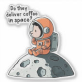 ASTRONAUT KAFFEMUSINEN AUF DEM MUND AUFKLEBER (Vorderseite)