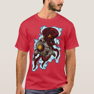 Astronaut kämpft mit Octopus Unterwasser-Galaxie T-Shirt