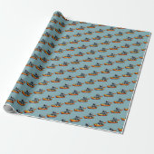 Astronaut Kanufahren Geschenkpapier (Ungerollt)