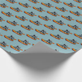 Astronaut Kanufahren Geschenkpapier (Ecke)