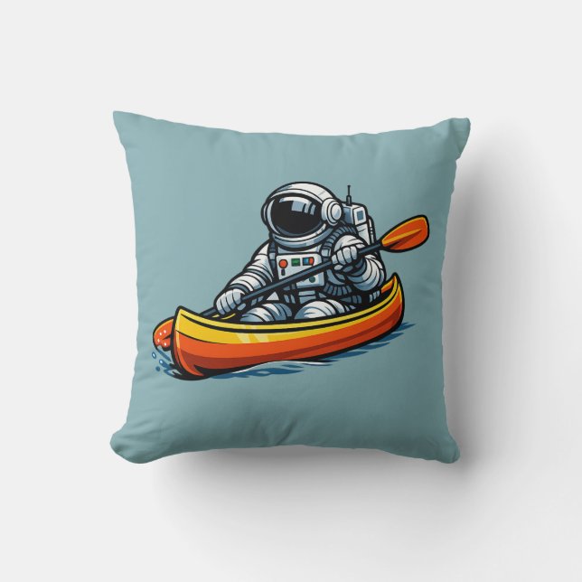 Astronaut Kanufahren Kissen (Vorderseite)