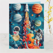 Astronaut Karte (Gelbe Blume)