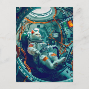 Astronaut-Katze auf einer Mission durch die endlos Feiertagspostkarte