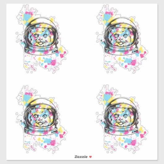 Astronaut Katze Aufkleber (Blatt)