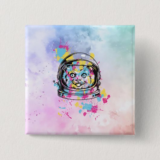 Astronaut Katze Button (Vorderseite)