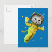 Astronaut Katze Cartoon Postkarte (Vorne/Hinten)