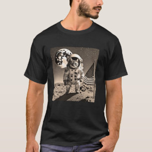 Astronaut Katze pflanzt US-amerikanische Flagge au T-Shirt