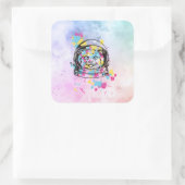 Astronaut Katze Quadratischer Aufkleber (Tasche)