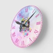 Astronaut Katze Runde Wanduhr (Winkel)