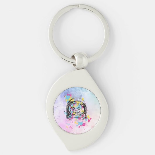 Astronaut Katze Schlüsselanhänger (Vorderseite)