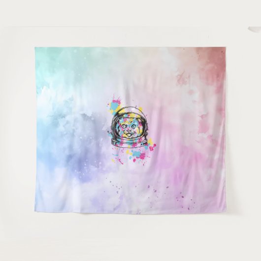 Astronaut Katze Wandteppich (Vorderseite (Horizontal))