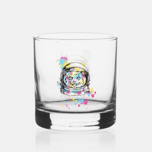 Astronaut Katze Whiskyglas (Vorderseite)