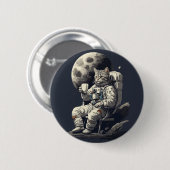 Astronaut Katzen mit einem Kaffee Button (Vorne & Hinten)