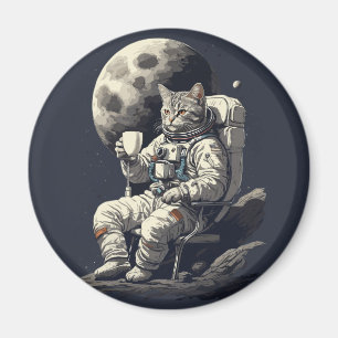 Astronaut Katzen mit einem Tasse Kaffee Magnet