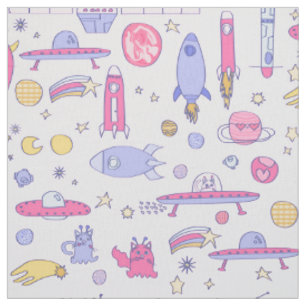 Astronaut Katzen Rakete UFO Sci-Fi Raumschiff Stoff