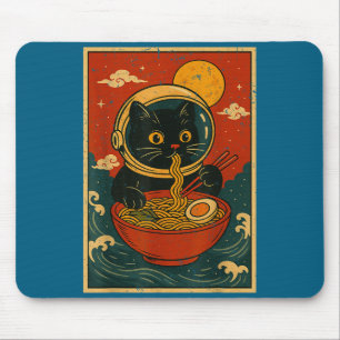 Astronaut Katzen Ramen japanische Grafik T-Shirts Mousepad