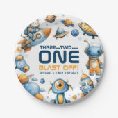 Astronaut Katzen Weltraum-Explosion 1. Geburtstag Pappteller (Vorderseite)