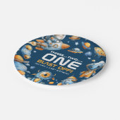 Astronaut Katzen Weltraum Rakete Explosion 1. Gebu Pappteller (Schrägansicht)