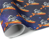 . Astronaut Kayaking Geschenkpapier (Rolleneckpunkt)