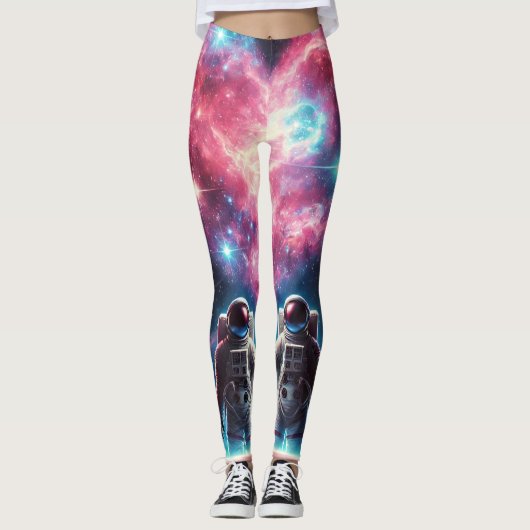 Astronaut Liebe Galaxy Print Leggings (Vorderseite)