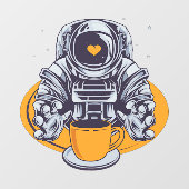 Astronaut-Liebe-Kaffee Fensteraufkleber (Blatt)
