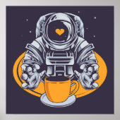 Astronaut-Liebe-Kaffee Poster (Vorne)