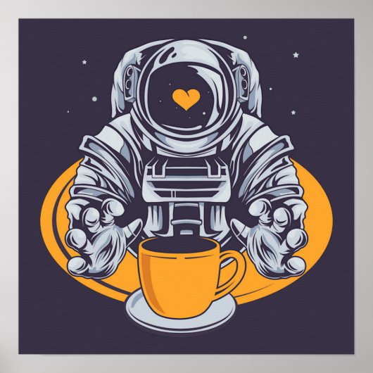 Astronaut-Liebe-Kaffee Poster (Vorne)