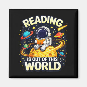 Astronaut liest Buch Liebhaber Weltraum für Männer Magnet