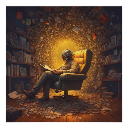 Astronaut liest ein Buch Poster (Vorderseite)