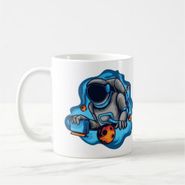 Astronaut macht Siebdruck Kaffeetasse