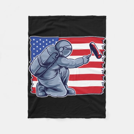 Astronaut malt US-Flagge Fleecedecke (Vorderseite)