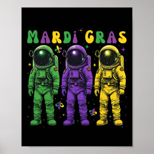 Astronaut Mardi Gras Groovy Astronomie New Orleans Poster