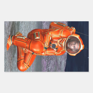 Astronaut Mars Explorer Alien Planet Weltraum Kuns Rechteckiger Aufkleber