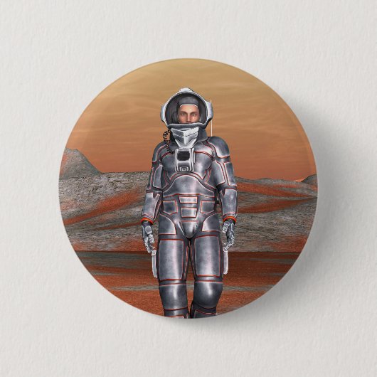 Astronaut Mars - Space Explorer auf Alien Planet Button (Vorderseite)