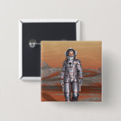 Astronaut Mars - Space Explorer auf Alien Planet Button (Vorne & Hinten)