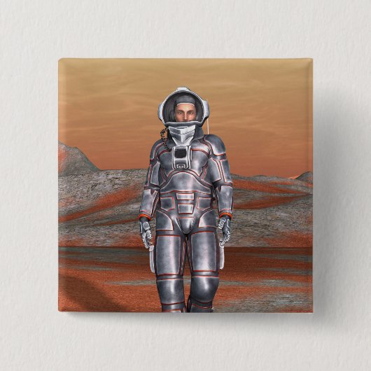 Astronaut Mars - Space Explorer auf Alien Planet Button (Vorderseite)