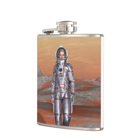 Astronaut Mars - Space Explorer auf Alien Planet Flachmann (Links)