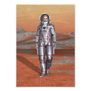 Astronaut Mars - Space Explorer auf Alien Planet Fotodruck
